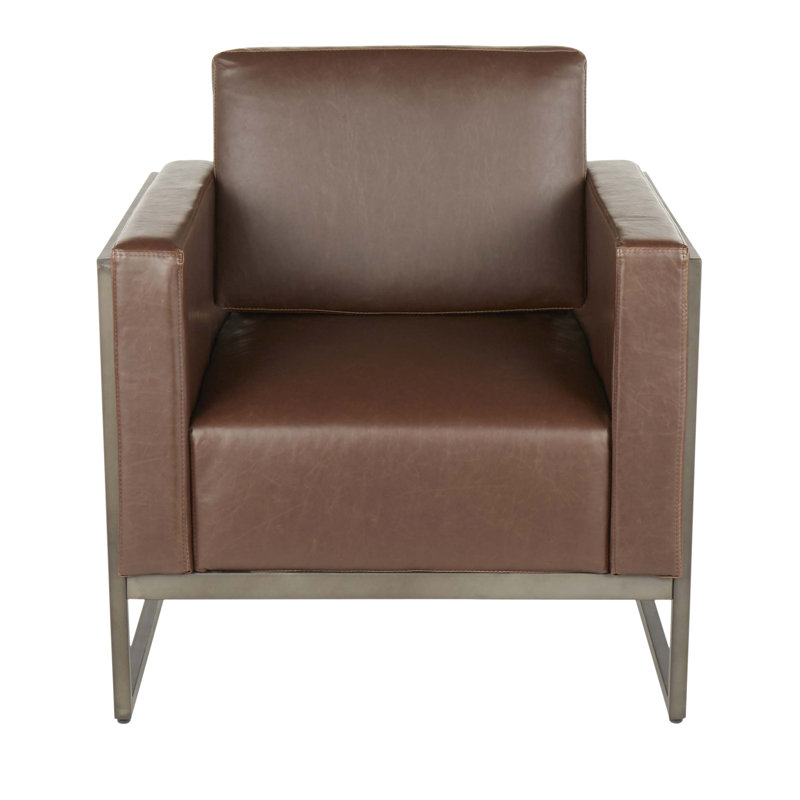 Méridienne Drift Industrial en métal antique avec similicuir brun et bois espresso par Lumisource