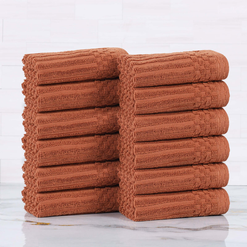 Collection de serviettes en coton Soho Spa, Paquet de 12 serviettes de toilette, Rouille