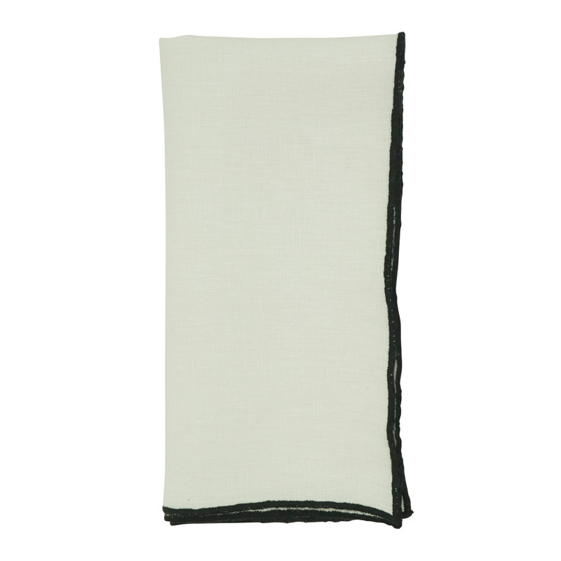 Set of 4 Dartmouth Linen No Pattern Square Napkins, Black