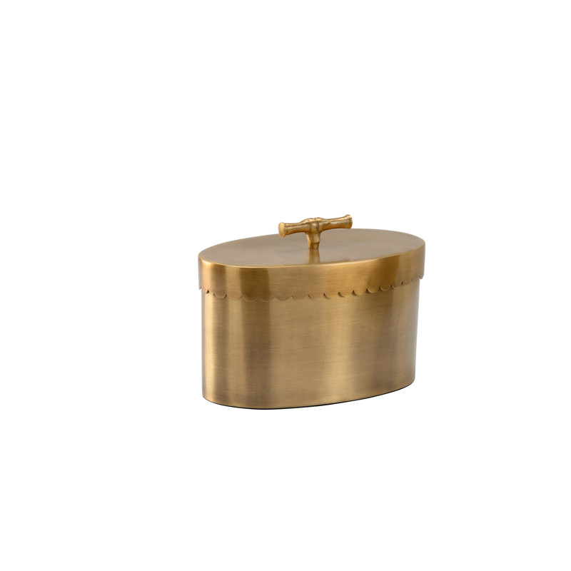 Boîte en laiton Cheryl Luckett, H 6,5 po x l 8,8 po x P 5 po