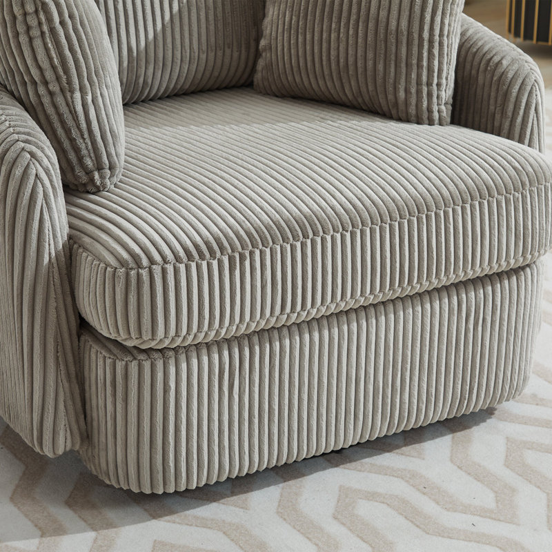Chaise pivotante rembourrée avec repose-pieds avec rangement, Velours côtelé gris