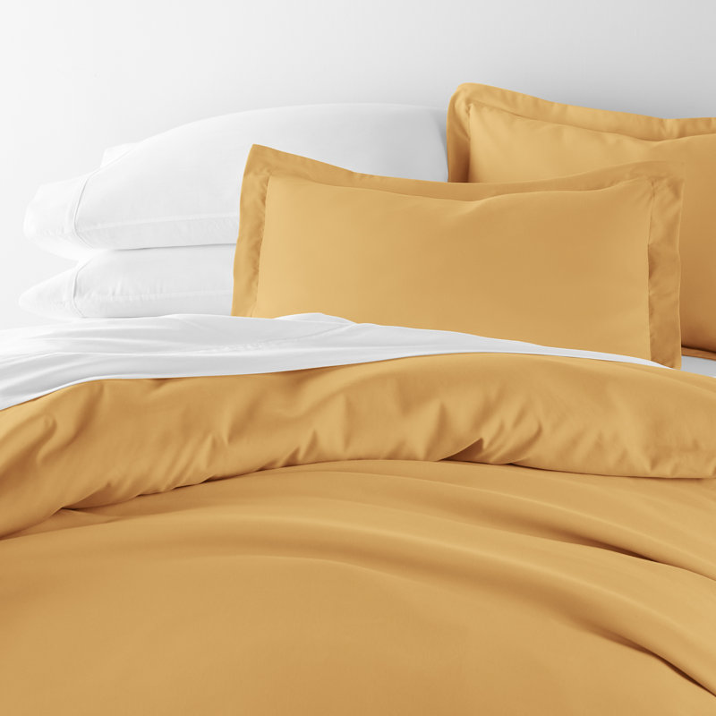 Ensemble de housse de couette en microfibre super doux, Housse de couette simple + 1 taie décorative, Doré