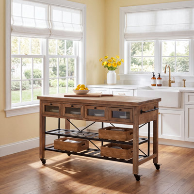 Cadhla Solid Wood Kitchen Island