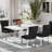 Rectangle Marble Texture Dining Table Set-370717126-370717169-370717168