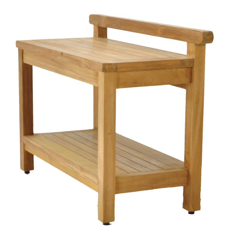Spateak Grade-A Teak Wood Hamburg Shower Seat 30" Outdoor Patio Stool Bench, 18" H x 30" W x 13" D