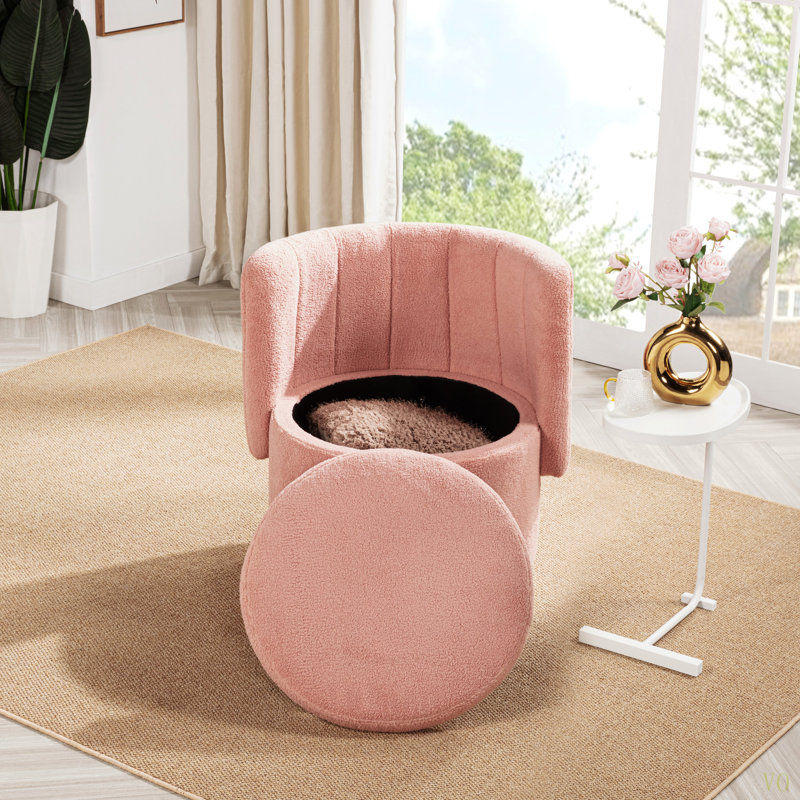 Fauteuil pivotant à 360 degrés avec espace de rangement, convenant à la chambre à coucher et au salon, Rose