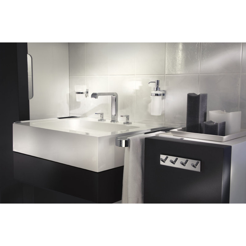 Wall mounted quad robe hook square escutcheon, Polished Chrome