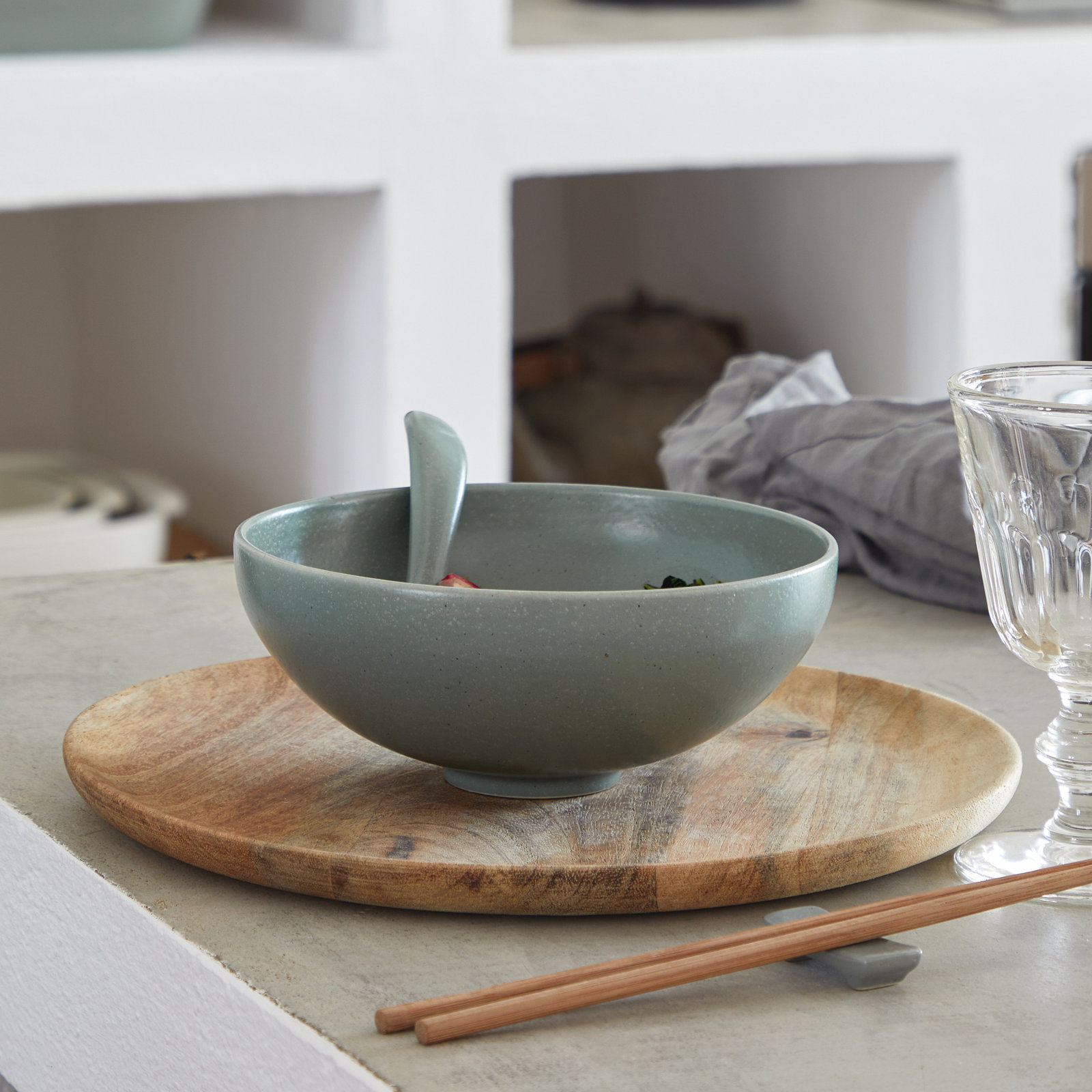 Casafina Pacifica Ramen Bowl Set, Artichoke