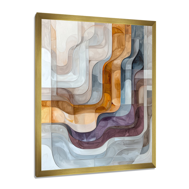 Nyimah - Abstract Wall Art Prints, 40" H x 30" W, Single Picture Framed Print, Gold