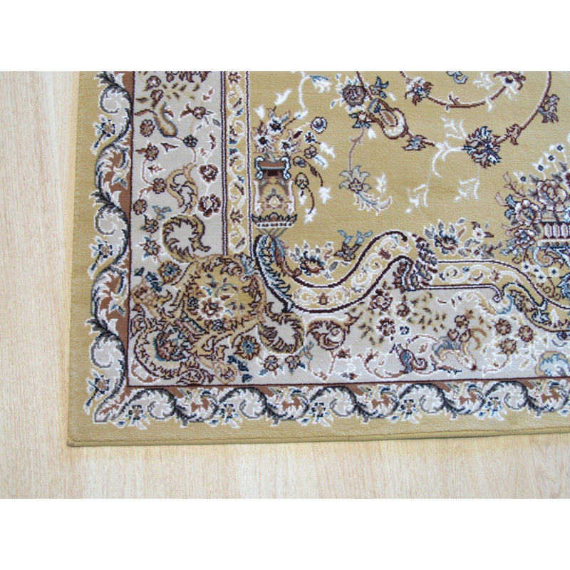 Gold Oriental Rug by , Luxurious and Elegant Area Rug for Enhancing the Sophistication of Your Living Room, Bedroom, Office, or Home Décor
