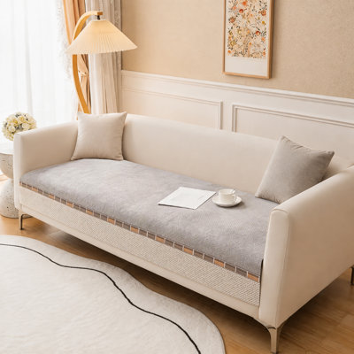 1-Piece Two-Tone Chenille Non-Slip Sofa Protector Pad for Seat, Backrest or Armrest, Pet-Friendly and Washable