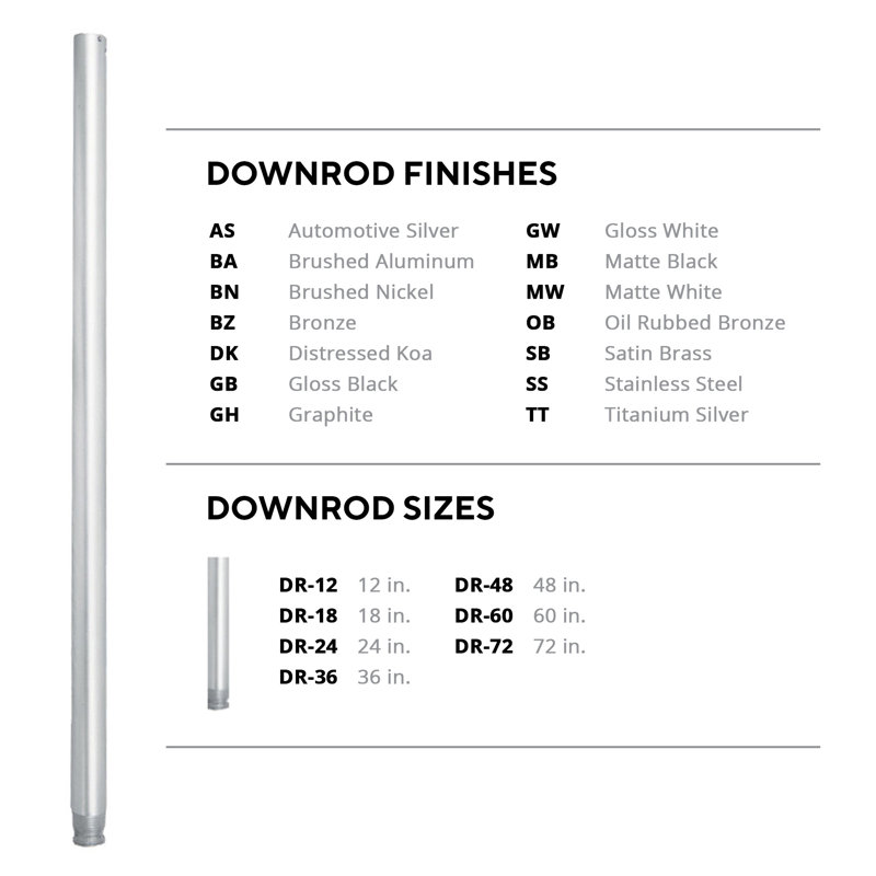 Ceiling Fan Downrod, 12" H x 1" W x 1" D, Brushed Aluminum