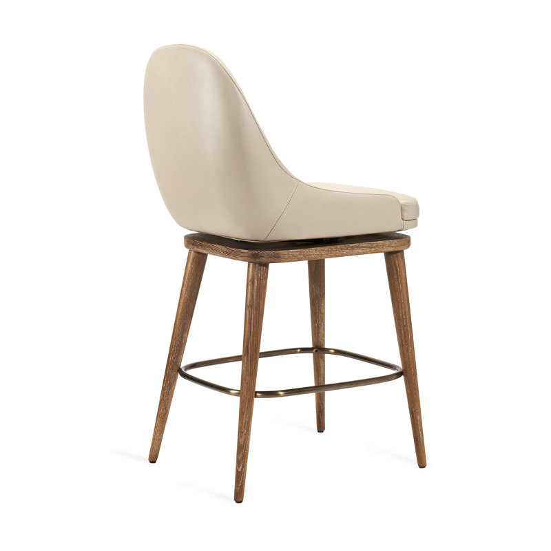 Harper Swivel Bar Stool, Counter Stool (26” Seat Height), Cream Latte, Autumn Brown/Satin Brass