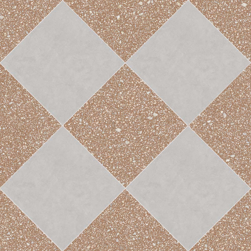 Lithos 12X12 damier Sienne et ciment, Sienne / Ciment