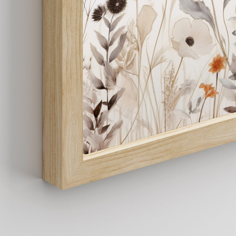 "Coquelicots délicats et fleurs sauvages" sur papier, H 11 po x l 14 po, Naturel