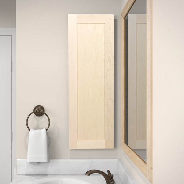 Homecho Bathroom Mirror with Shelf and 3 Hooks, Wooden Wall