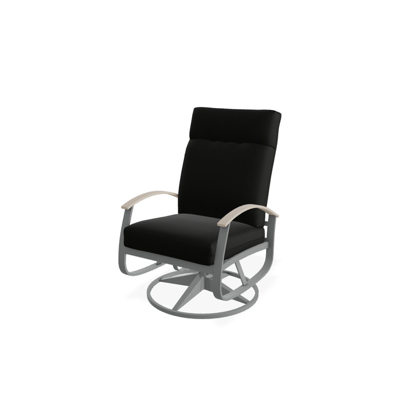 Chaise de patio pivotante avec coussins Askar, Noir 5A, Désert P60, Graphite texturé