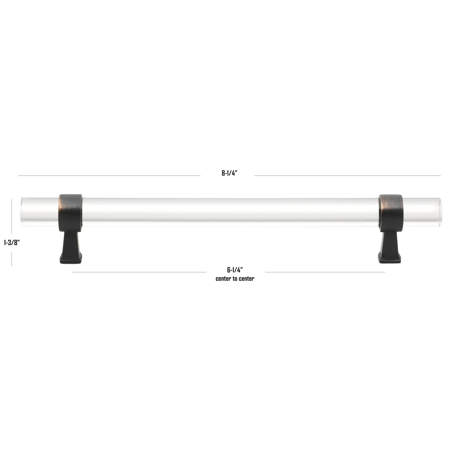 Center to Center Acrylic Bar Pull, Clear/Oil Rubbed Bronze, 6.25"