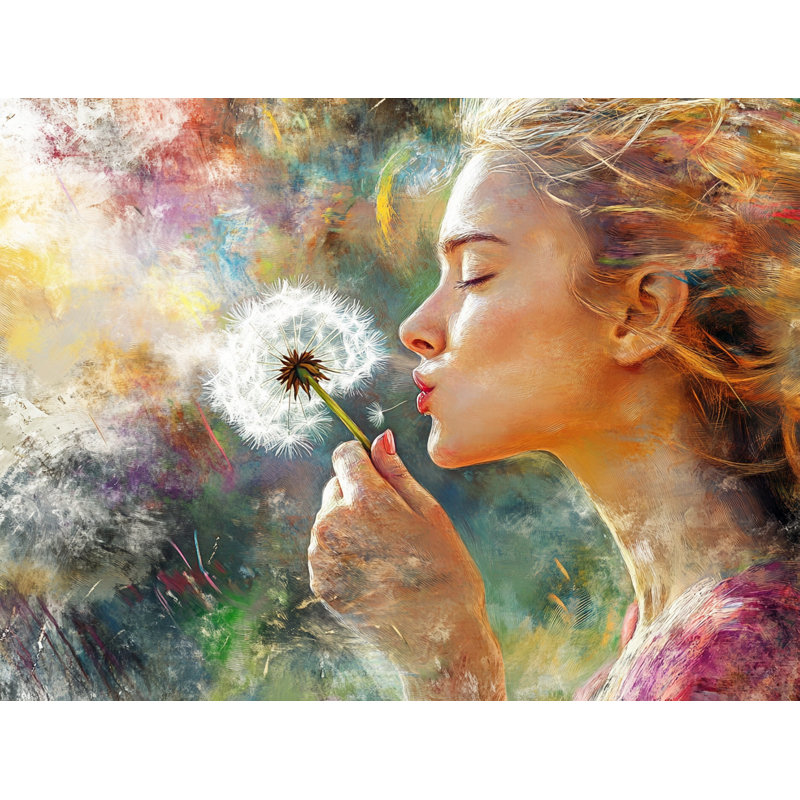 «Colorful Daydream Dandelion Portrait», art mural sur toile, H 30 po x l 40 po x P 1,5 po