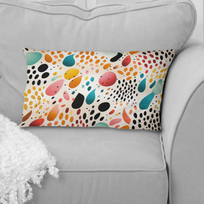 Coussin en polyester géométrique Rainbow Cheetah Rain