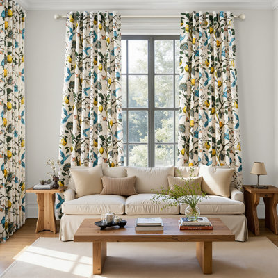 Fancy Hummingbird Patterned Room Darkening Curtain,Rod Pocket Back Tab Floral Drapes,Set of 2