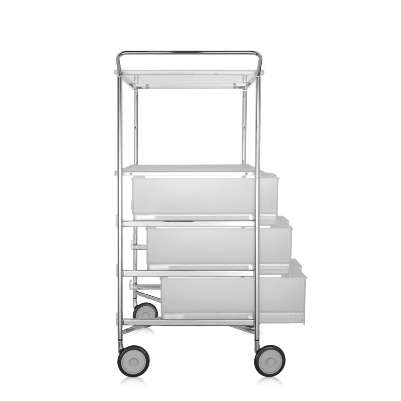 Mobil Storage Drawer, Translucent Ice, 4 Drawers with Open Shelf and Wheels