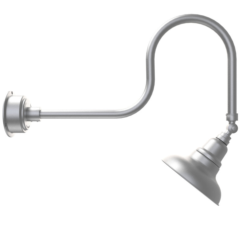 Luminaire de grange d'extérieur à DEL Adesh, Argent galvanisé