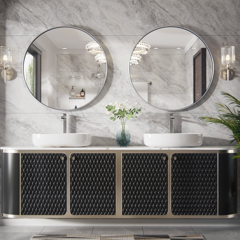 Miroir de salle de bain Morena, Argent argent, 36" x 36"
