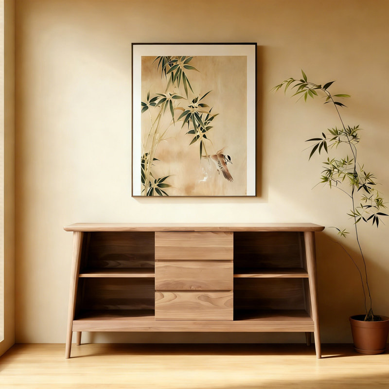 Buffet rétro de style chinois minimaliste, H 35,4 po x l 47,2 po x P 15,7 po