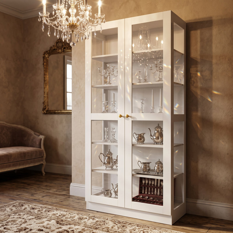 Vitrine l 31,5 "x H 70,9" avec façade en verre et 5 tablettes