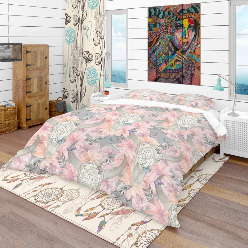 Ensemble de housse de couette Skull Bull, Housse de couette très grand + 2 taies décoratives