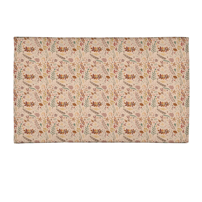 Tapis beige/orange/vert fait main floral, Rectangle 2 pi x 3 pi