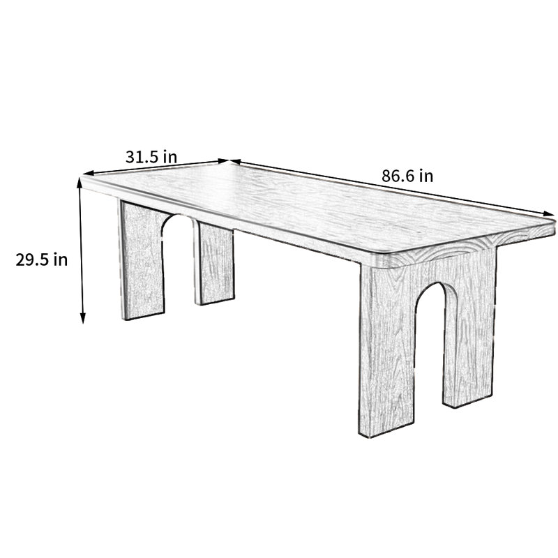 Table de salle à manger Wabi-Sabi, H 29,5 po x L 86,6 po x l 31,5 po