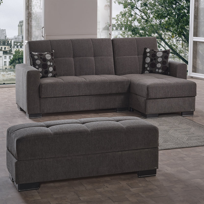 Legacy Fabric Upholstered Ottoman with Storage, Gray Chenille