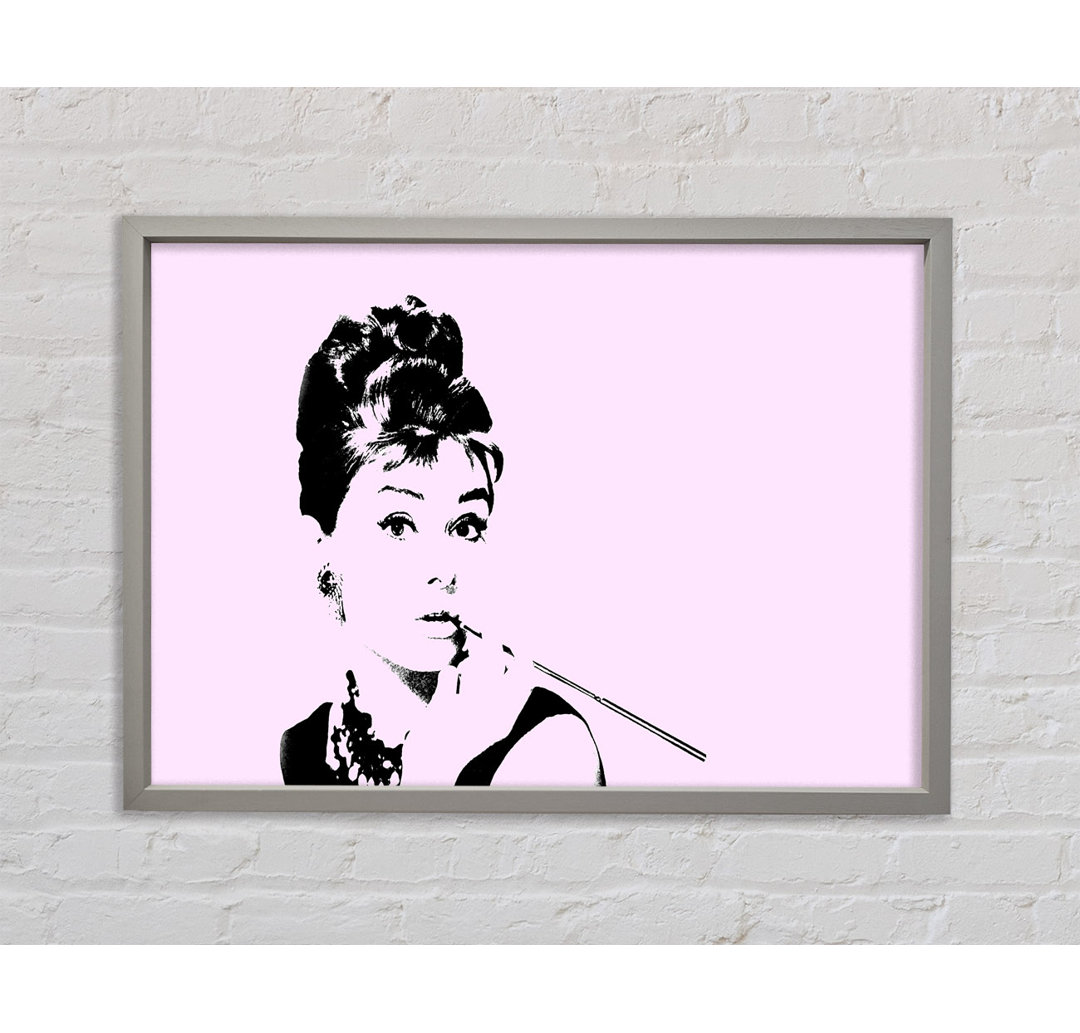 Audrey Hepburn Zigaretten Pose Rosa - Druck