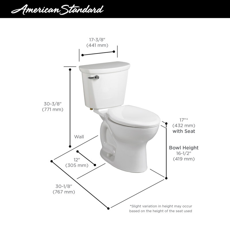 American Standard Cadet 1.6 Gallons GPF Elongated Comfort Height Floor Mounted Kit (Seat Not Included), White