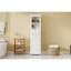 Armoire de rangement pour salle de bain de 63 po de hauteur avec portes en verre, deux tiroirs et tablettes réglables, panneau de fibres à densité moyenne-698922547