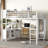 Metal Loft Bed with L-Desk, Wardrobe, Storage Cubes & Shelves – Heavy-Duty Loft Bed for Teens and Adults-685069750-685069748