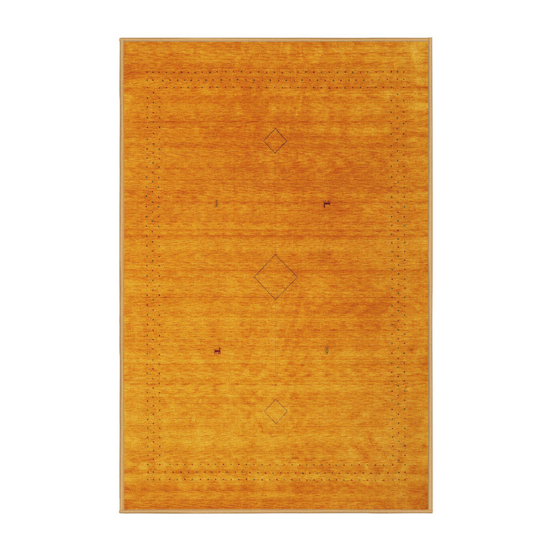 Tapis de zone jaune contemporaine, Rectangle 3 pi x 5 pi