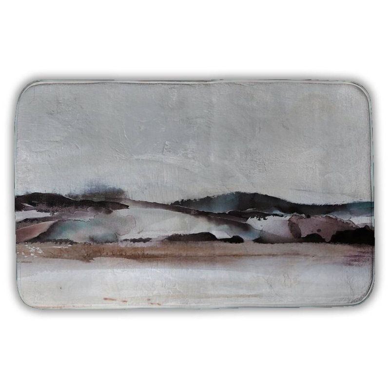 Watercolor mountains Bath Mat with Non-Slip Backing - Quick Dry Memory Foam Bathroom Rug - Absorbent - Modern Plush Spa-Style - Machine Washable