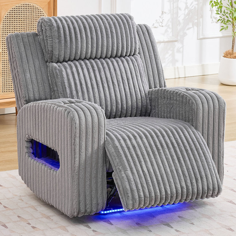 Canapé inclinable électrique avec porte-gobelet et recharge USB, Tissu gris