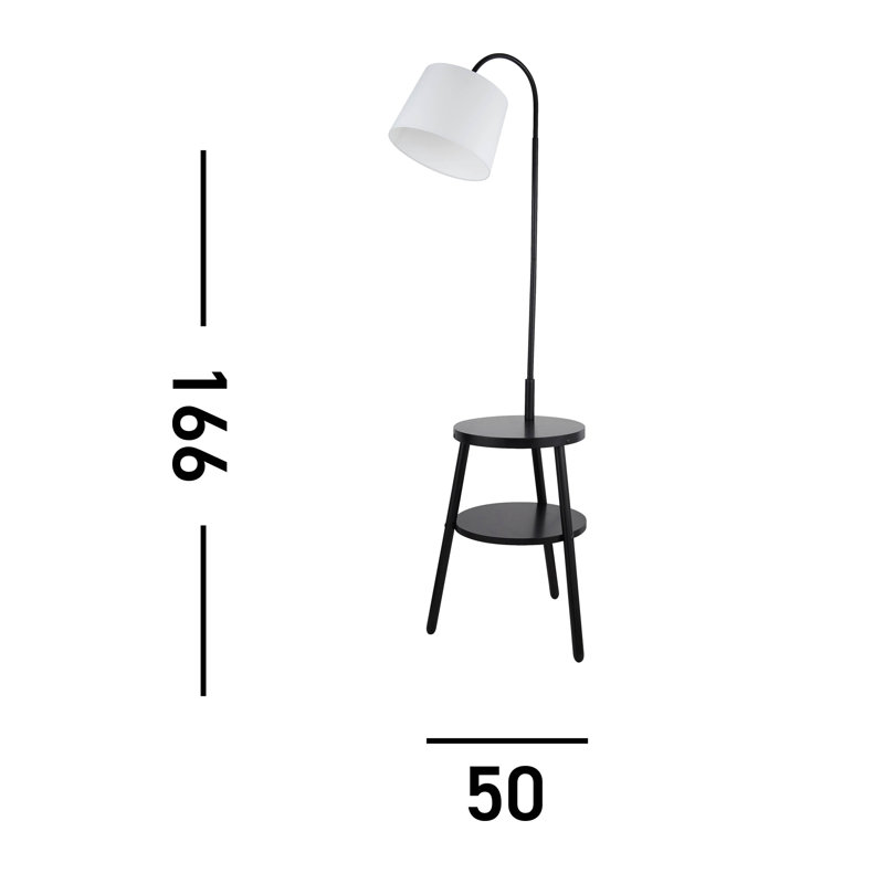 Momena 166cm White And Black Tray Table Floor Lamp