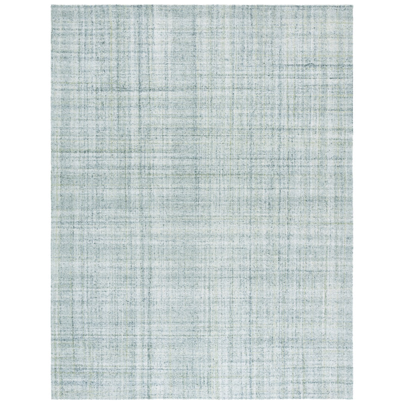 Abstract 976 Hand Tufted Pet/Cotton Abstract Indoor Use Only Rug in Light Green/Ivory, Rectangle 8' x 10'