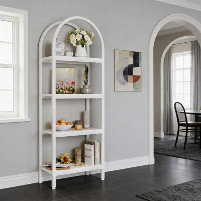 4-Tier / 5-Tier Arched Bookshelf, Industrial Freestanding Open Bookcase Display Rack
