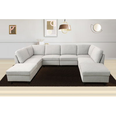 Joyate Upholstered U-Shaped Sectional with Ottoman Symmetrical