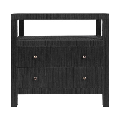 Celine 28 in. W Raffia 2 Drawer Nightstand with Shelf