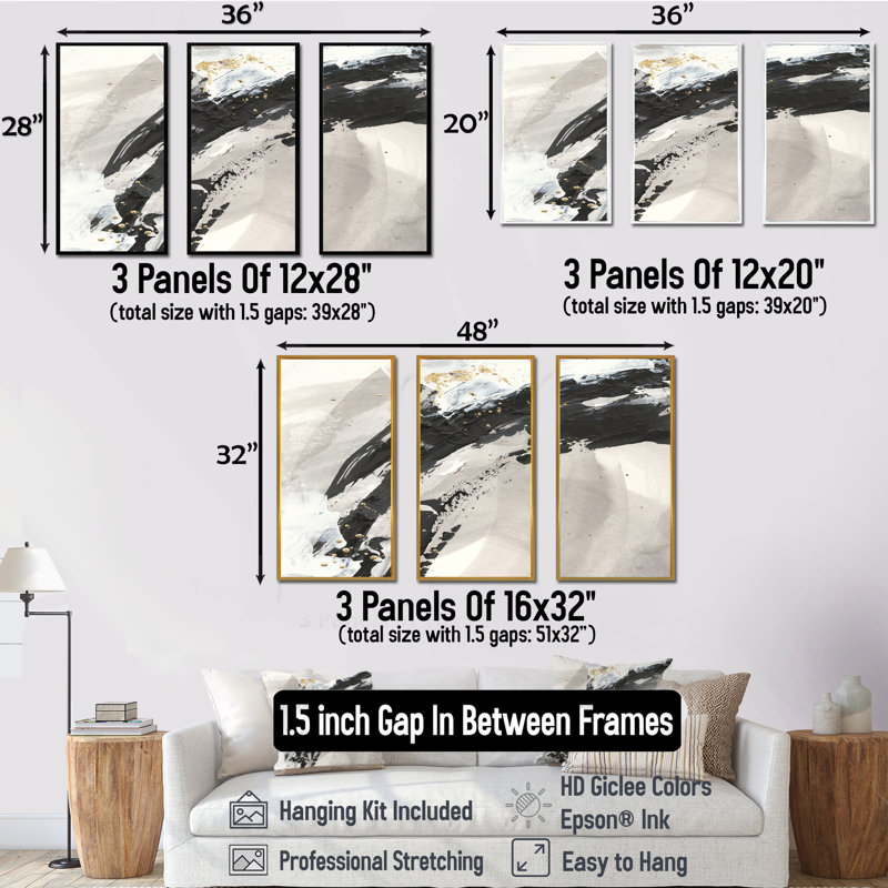 Glam Painted Arcs IV - ensemble d'art moderne sur toile encadrée moderne et contemporaine de 3