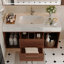 39.4'' Wall-Mounted Floating Bathroom Vanity - Ceramic Sink, 2 Soft-Close Drawers & White Slate Top