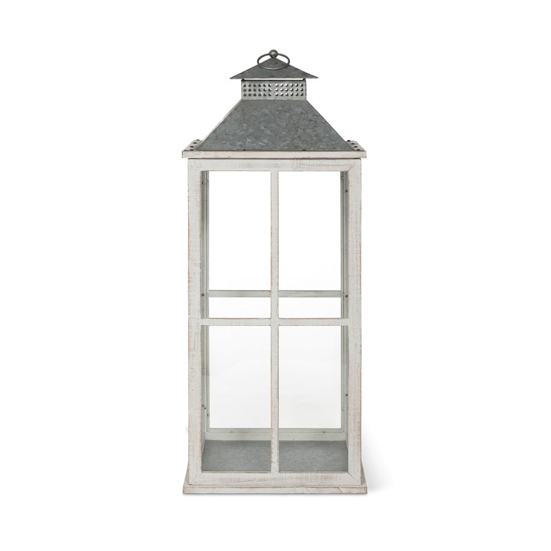 Coastal Whitewash Lantern, 38.25" H x 14" W x 14" D