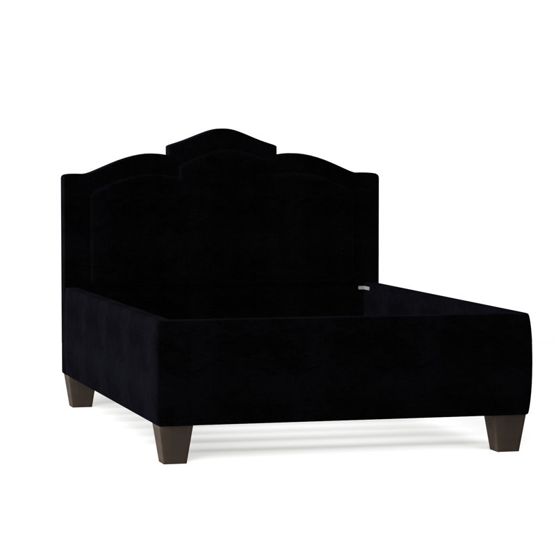 Sheila Upholstered Bed, Queen, Bella Black Performance Velvet, Brown Mahogany